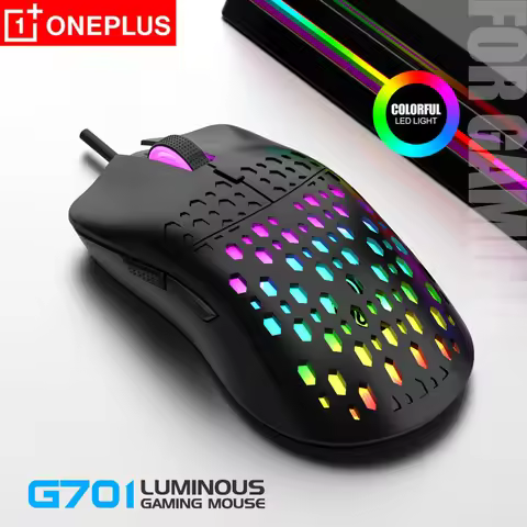 OnePlus G701 Wired 6 Keys Mouse Honeycomb Perforated Colorful Lighting Gaming And Office For Microso