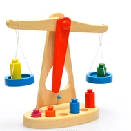 Funny Wooden Balance Scale with 6 Weights Toy Weighing Scale Sensorial Early Education Game Gifts fo