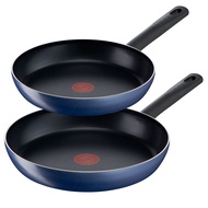 Tefal Moment Titanium Nonstick Frying Pan 2p (20+26cm) Dishwasher Oven Safe No PFOA Blue