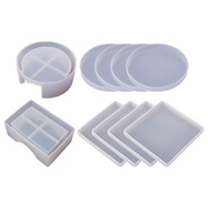 Silicone Coaster for Resin Casting,Epoxy Resin Coaster Kit Including 8 Pcs Coasters and 2 Pcs Holders