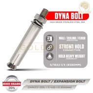 Stainless Steel 304 Dyna Bolt / Expansion Bolt 8 x 60mm (5/16x2-1/3) &amp;  10 x 70mm (3/8x 2-3/4)