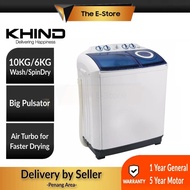 (Delivery for Penang ONLY) Khind 10kg Semi Auto Washing Machine  WM1017 (Mesin Basuh 洗衣机 Washer)