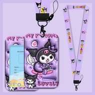 3D Card Holder Case set Cartoon Cute Lanyards & Name Tags Kuromi Id Card Case