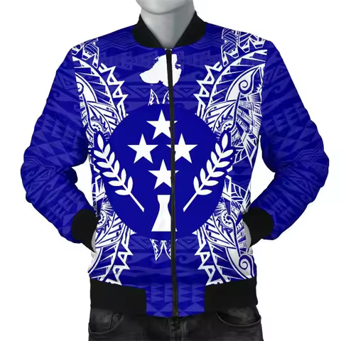 New Vintage 3D Polynesian Pohnpei National Flag Printing Jacket Kosrae Emblem Graphic Jackets Mens C