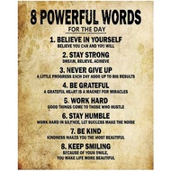 Motivational Quotes 8 Inspiring Words for the Day Poster Thick Cardstock Paper, Ready to be Framed I