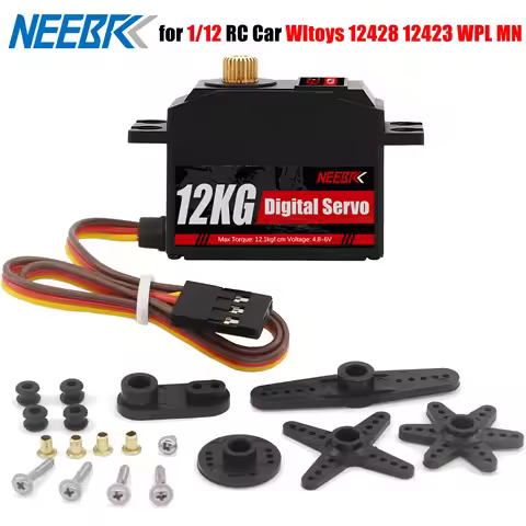 NEEBRC 12KG Metal Gear Short Body Digital Servo Low Profile for 1/12 RC Car Wltoys 12428 12423 WPL M