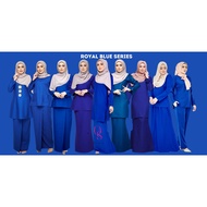 📍[ROYAL BLUE] BAJU RAYA KURUNG PLAIN MODEN RIBEN/RIAU/KEDAH POKET/RUFFLE/SKIRT SEDONDON RAYA BRIDESM