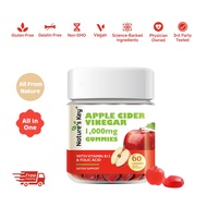 Kẹo dẻo giấm táo 1000mg 60 viên với axit folic vitamin B6 B12 gói 1 hoặc 2 hỗ trợ tiêu hóa giải độc 