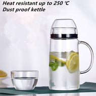 1.5L/1.8L Heat Resistant Clear Glass Pitcher Jug Water Drinking Tea Pot Set