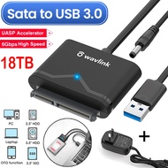 【Up to 18TB】Wavlink USB 3.0 SATA III Hard Drive Adapter Cable SATA to USB 6Gbps Adapter Cable for 2.