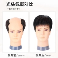 Wig pria pengganti kepala blok wig pria rambut asli atas potongan rambut pria rambut pendek tampan t