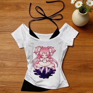 Madoka crop top women y2k cute goth grunge gothic top tees dollette japanese clearance sales grunge 