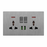 LEJIA   Gray/Black/Gold  Wall Key Kitchen  Switch Panel 13amp Universal 3/6 Pin Plug Socket with USB