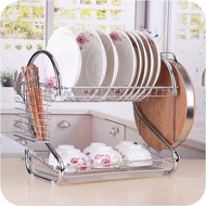 2 Layer Stainless steel Kitchen Shelves Dish Rack Dish Drainer Storage Rack Drain Dish Kitchenware
