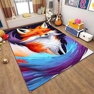 Fox rug, cartoon pattern soft baby room rug, children's play mat, living room, bedroom