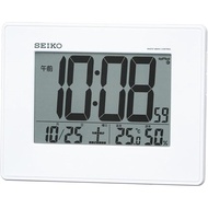 Seiko Clock Alarm Clock Radio Wave Digital Wall-mounted and Desktop Use Calendar Temperature Humidity Display Large Screen White Pearl SQ770W SEIKO
