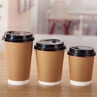 Lot of 20 2-layer kraft paper coffee cups 9oz,14oz,16oz,22oz