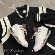[HYC] AIR JORDAN 5 RETRO WHITE CEMENT Off-WHITE Marble 3M Reflective Splash Ink Ice Bottom 23.5CM