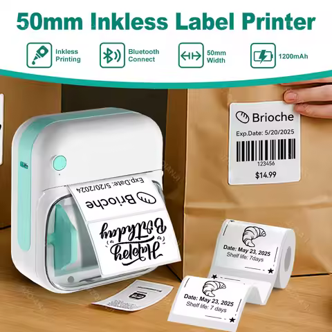 GZQIANJI 20-50mm Mini Portable Thermal Printer For Stickers Adhesive Label Maker With Continuous Lab