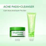 Glad2Glow Centella Salicylic Acid Exfoliating Pads for Acne and Uneven Skin Tone