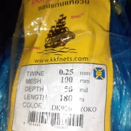 Jaring Tangsi Biru 0.25mm x (70mm to 140mm) x 50md x 180m