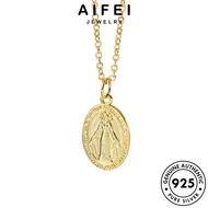 AIFEI JEWELRY Sterling For Virgin Perak Rantai Silver Leher Pendant Accessories Original Korean 純銀項鏈 Women Perempuan Gold 925 Necklace Vintage Chain N269