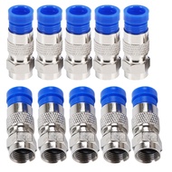 10pcs F-Type RG6 Compression Connectors for Coaxial Cable - Satellite & Cable TV Adapter Kit