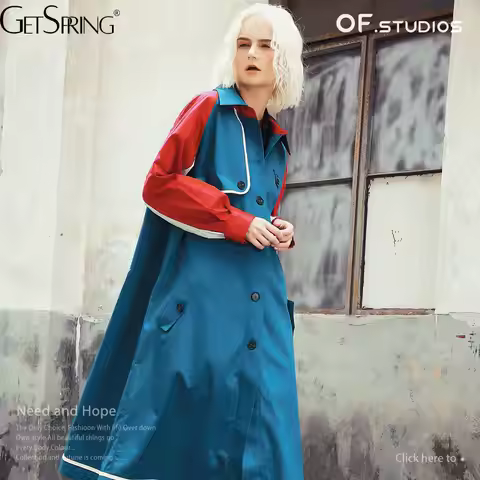 gestring Women Trench Coat 2025 Loose Oversized Long Coat Dropship Korean Long Coats For Women Elega
