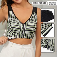 Wireless Cotton Bra with Front Buckle - Plus Sizes A-G Cup 36-52