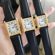 Novicta TANK AAA Couple's Quartz Watch Steel Case Ultra-thin CT Real Belt Watch