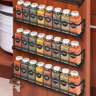 2pcs Black Metal Spice Rack, No Drill Mark Wall Mount Or Screw Installation, Space Saving Spice Jar 