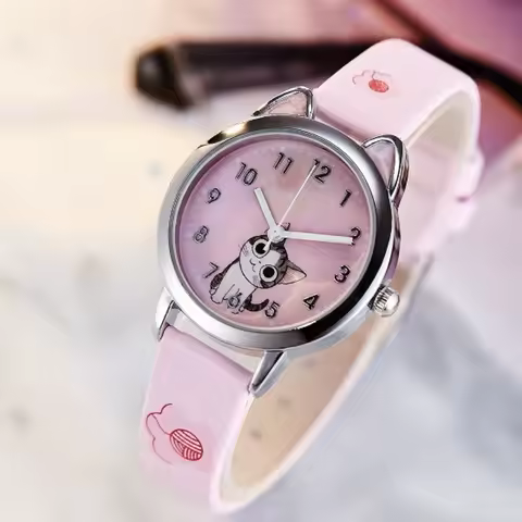 High Quality Cute Cat Children Fashion Quartz Wristwatches Jelly Kids Clock Boys Girls Students Watc