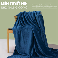 Mền tuyết Nin House vải microfiber siêu mềm mịn màu xanh - Dark Blue Fleece blanket 1m3x2m 1m6x2m