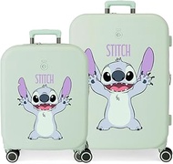 Joumma Disney Playful Suitcase Set, Green, 55/70 cm, Rigid, 7.54 kg, TSA Closure, ABS, 7.54 kg, 116