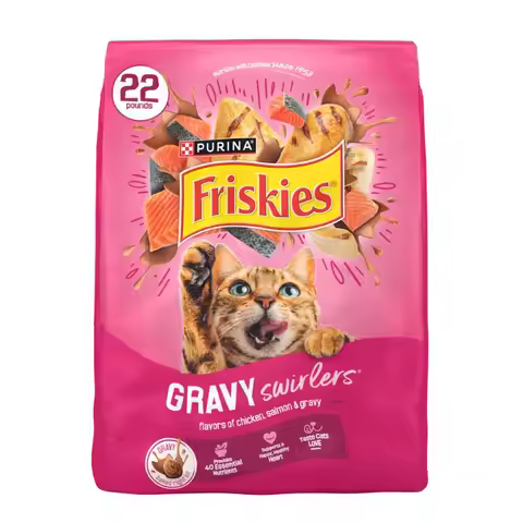 Purina Gravy Swirlers Dry Cat Food Flavors of Chicken, Salmon and Gravy, 22 lb Bag