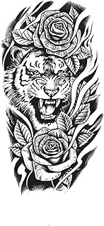 Semi-Permanent Tattoo,Tiger Rose,Tiger Tattoos,Resilience,Water-Resistant,Lasts 1-2 Weeks,Real Tatto