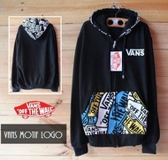 Jaket Sweater Hoodie Zipper Vans Motif Logo Artwork