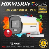 Fast send HIKVISION 2MP Colorvu DS-2CE10DF3T-PFS 247 Colored Fixed Bullet CCTV Camera w Audio Built-in Mic