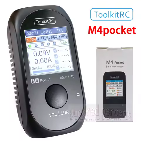 ToolkitRC M4Pocket V2 80W M4P 5A MINI Smart Compact Outdoors Charger USB-C XT30 XT60 Output For 1-4S
