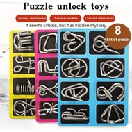 8pcs Metal Wire Puzzle IQ Mind Brain Teaser Puzzles Game unlocking puzzle brain teaser for adults ki