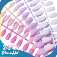 24Pcs Nail False Tips Red Green Manicure Reusable Short False Nails Artificial Finger nail Tips Nail