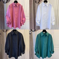Ready Stock Baju Raya 2023 Long-Sleeve Shirt Women's New Korean Style Loose Fit Slimming Shirt Casua