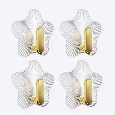 Decorative Hooks, Self-Adhesive Small Gold Star Wall Hooks, Star Shaped Transparent Key Hooks, Bathr