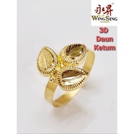 Wing Sing 916 Gold 3D Ketum Leaves Ring / Cincin Fesyen Daun Ketum Emas 916