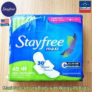 Stayfree™ Maxi Super Long Pads with Wings 45 Pads สเตย์ฟรี ผ้าอนามัย แบบมีปีก สำหรับวันมามาก Absorbency of Feminine Periods