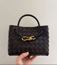 全新bv Bottega Veneta Andiamo mini迷你 黑金 金扣 黑色 手袋