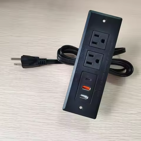 US Table Power Sockets 15A USB 2 Outlets 2 USB 1 Type-c 110 220v Office Row Bookcase Furniture Row H