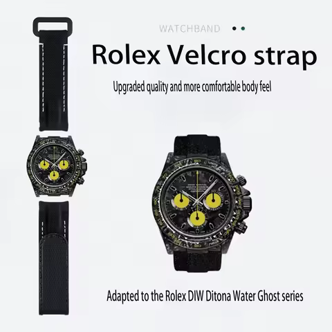 20mm Curved End Two Spring Bar Connection Nylon Fabric Leather Watch Band For Rolex Strap DAYTONA SU