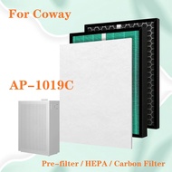 For Coway Air Purifier AP-1019C Replacement HEPA Filter and Activated Carbon Filter