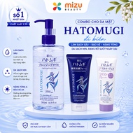 Hatomugi Beach Facial Care Combo - Makeup Remover Oil 500ml + Facial Cleanser 130g + Tone-Up Sunscre